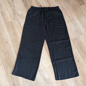 NWT H&M High Waisted Black Linen Blend Wide Leg Women’s Pants Size Large